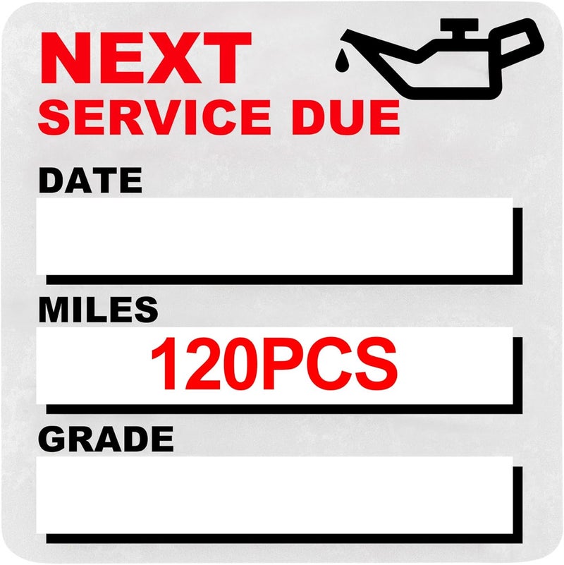 GUEER for Oil Change Sticker Static Cling, Clear Stickers 120 Pcs 2”x 2” Next Service Due Sticker for Windshield, Easy to Peel with No Residue for Car Auto Vehicle Window (Red2) - Image 1